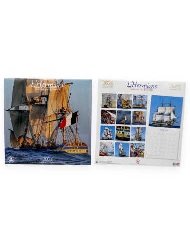 Calendrier 2026 l'Hermione grand format 30x30 cm