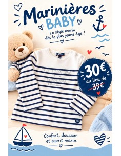 "Ma 1ère Marinière L'Hermione" Baby coton épais