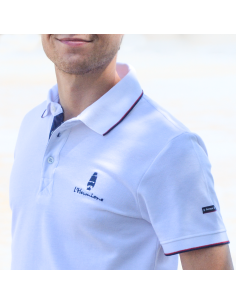 Polo Blanc Liseré Bleu et Rouge Homme L'Hermione 2
